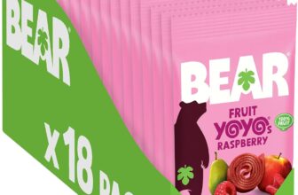 BEAR Raspberry Yoyos – Dried Fruit Rolls – Healthy – Vegan – 20g (18 Packs)