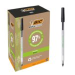 BIC Round Stic ECOlutions Ballpoint Pens – Box of 60 – Black – Medium Writing Point (1.0 mm) Large Office Size