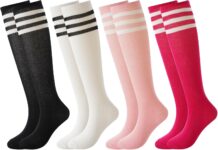 BONANGEL 4 Pairs Kids Football Socks Boys Girls 3-6 6-8 9-12 Years