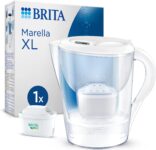 BRITA Water Filter Jug MAXTRA Marella XL, 1x Pure Performance cartridge White (3.5L) large-volume pitcher with digital LTI, Flip-Lid and SmartBox packaging reducing PFAS, chlorine, metals & more