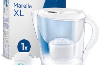 BRITA Water Filter Jug MAXTRA Marella XL, 1x Pure Performance cartridge White (3.5L) large-volume pitcher with digital LTI, Flip-Lid and SmartBox packaging reducing PFAS, chlorine, metals & more