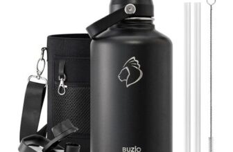 BUZIO 2L Insulated Water Bottle Stainless Steel with Straw & Spout Lid