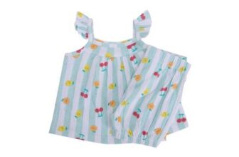 Baby Girls Mint Stripe Fruit Top & Shorts Set