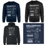 Back To The Future Delorean Schematic Sweatshirt – Navy / or Black ( sizes XS to XXL ) / Delorean Black Hoodie £17.50 – with code