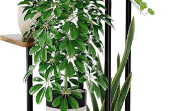 Bamworld Plant Stand Indoor Metal Plant Shelf for Multiple Plants Small Corner Flower Stand for Patio Garden Balcony Living Room Bedroom4 Tier-Brown