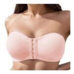 Bandeau Strapless Wireless Push-up Bra, Pink, Size S