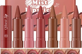 Baorder 6 Colors 2 in 1 Gradient Lip Liner Lipstick Lip Combo Set,Matte Nude Brown Red Velvet Lip Liner Pencil,High Pigmented Long Lasting Natural Lip Pencil Crayon Makeup