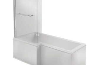 Bathstore Nazare Chrome Left Hand L-Shape Shower Bath Set 1700 X 850mm