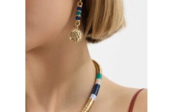 Beaded Bar Disc Drop Earrings