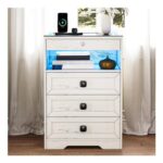 Bedside Table with Smart Charging Station and 3 LED Lights