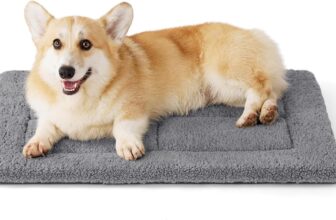 Bedsure Medium Dog Bed Mat,Washable Fleece Foam Pet Mat,74x46cm,Light Grey Medium Dog Crate Mattress for Pets with Anti Slip Bottom, Dog Bed with Soft support