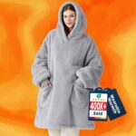 Bedsure Sherpa Wearable Blanket Hoodie – Warm Cozy, Standard, Grey Size L with checkout discount Sold by Bedsure Home EU / FBA