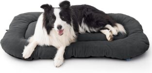 Bedsure Washable Fleece Dog Crate Mat Non Slip Bottom, 104x69cm, Dark Grey