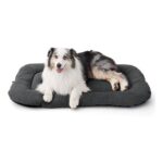Bedsure Washable Fleece Dog Crate Mat Non Slip Bottom, 120x74cm, Dark Grey