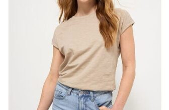 Beige Broderie Trim Bubble Hem Top