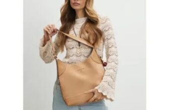 Beige Buckled Slouch Bag