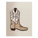 Beige Cowboy Boot Cotton Bath Mat