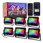 Beinhome 6-Pack RGB LED Flood Lights, 42W, IP67, UK Plug