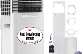Belaco 9000 BTU Air Conditioning Unit 4in1 Cooling Portable Air Conditioner With Fan & Dehumidifier Modes, Includes Window Kit for Easy Setup, Good Housekeeping Institute Approved