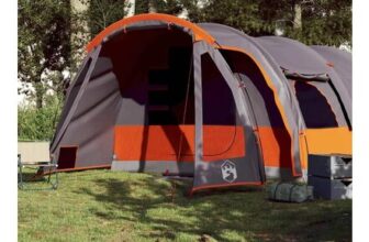 Berkfield Home Modern Family Tent Tunnel 8-Person Grey Waterproof