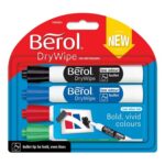 Berol Dry Wipe Whiteboard Markers, Bullet Tip, 4 Colors