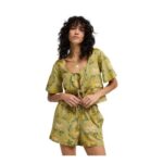 Billabong Printed Tie Front Shirt with Linen