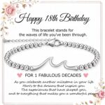 Birthday Gift Waves Bracelet for Women, Stainless Steel 4MM Bead Bracelet