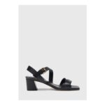 Black Block Heel Buckle Sandal