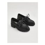 Black Chunky Boat School Shoes