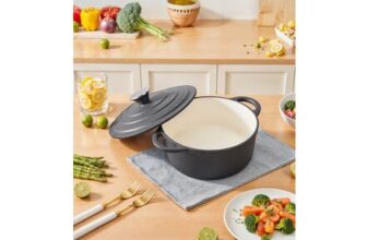 Black Enameled Cast Iron Dutch Oven with Lid