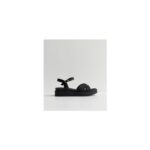 Black Faux Leather Cross over Flatform Sandals