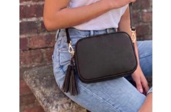 Black Premium Leather Tassel Crossbody Bag
