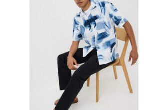 Blue Brush Stroke Short Sleeve Shirt