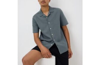 Blue Double Cloth Short Sleeve Shirt