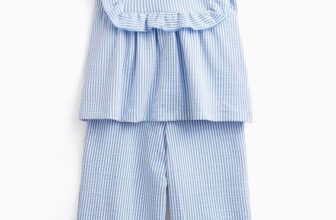 Blue Textured Frill Detail Top & Trousers Set – Size 1-7 Years – Free C&C