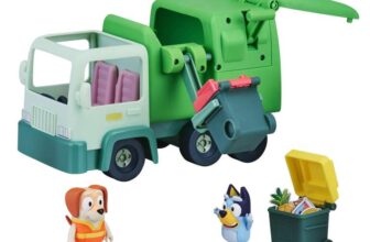 Bluey Garbage Truck Vehicle Playset With Two 2.5-3 Official Collectable Character Action Figures With The Bin Man And 2 Accessories