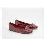 Boohoo Bow Square Toe Ballerina