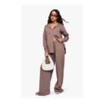 Boohoo Crinkle Low Rise Straight Leg Trouser