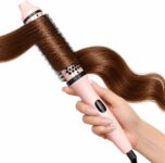 Bopcal Thermal Brush 38mm / 1.5 Inch, Heated Round Brush for Volume, Smooth Blowout Look & Soft Curls, Ionic Hot Brush with 6 Heat Settings, Dual Voltage Travel Styler, UK Plug, Soft Pink