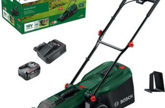 Bosch Cordless Lawn Mower ROTAK18V-32 (Cutting Width: 32cm, Height of Cut: 25-65mm, 35L Grass Bag, Mulch plug, incl Battery & Charger)