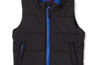 Boys Heavyweight Puffer Vest, Black, 3 Years