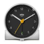 Braun Clocks Classic Analogue Alarm Clock with Snooze and Quiet Quartz Movement – White
