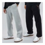 Brave Soul Mens Zeus Two Pack Open Hem Joggers Black/Grey