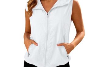 Breathable Womens Summer Hooded Vest, Full Zip, Pockets, UK M-4XL