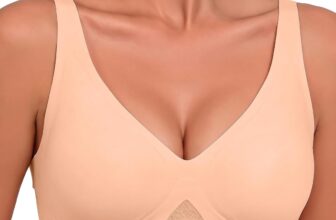 Bresdk Women Wireless Seamless Bra Deep V Everyday T-Shirt Bra Wireless everyday bra with jelly strip support and seamless bonding for smooth, pressure-free comfort