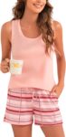 Bresdk Womens Pyjamas Sets Sleeveless Cotton Tank Top with Shorts Cami Sets Sleepwear Short Sleeves PJ Sets Summer Nightwear
