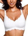 Bresdk Womens Seamless Jelly Bra Wireless Push Up V Neck Bralette Breathable Soft Everyday T Shirt Bra