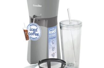 Breville Iced Coffee Maker, Single Serve Cup & Straw, Grey