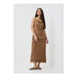 Bronze Satin Lace Trim Co Ord Maxi Skirt