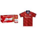 Budweiser Lager Beer Can, 10 x 440ml Budweiser Jersey Red Vintage Fit